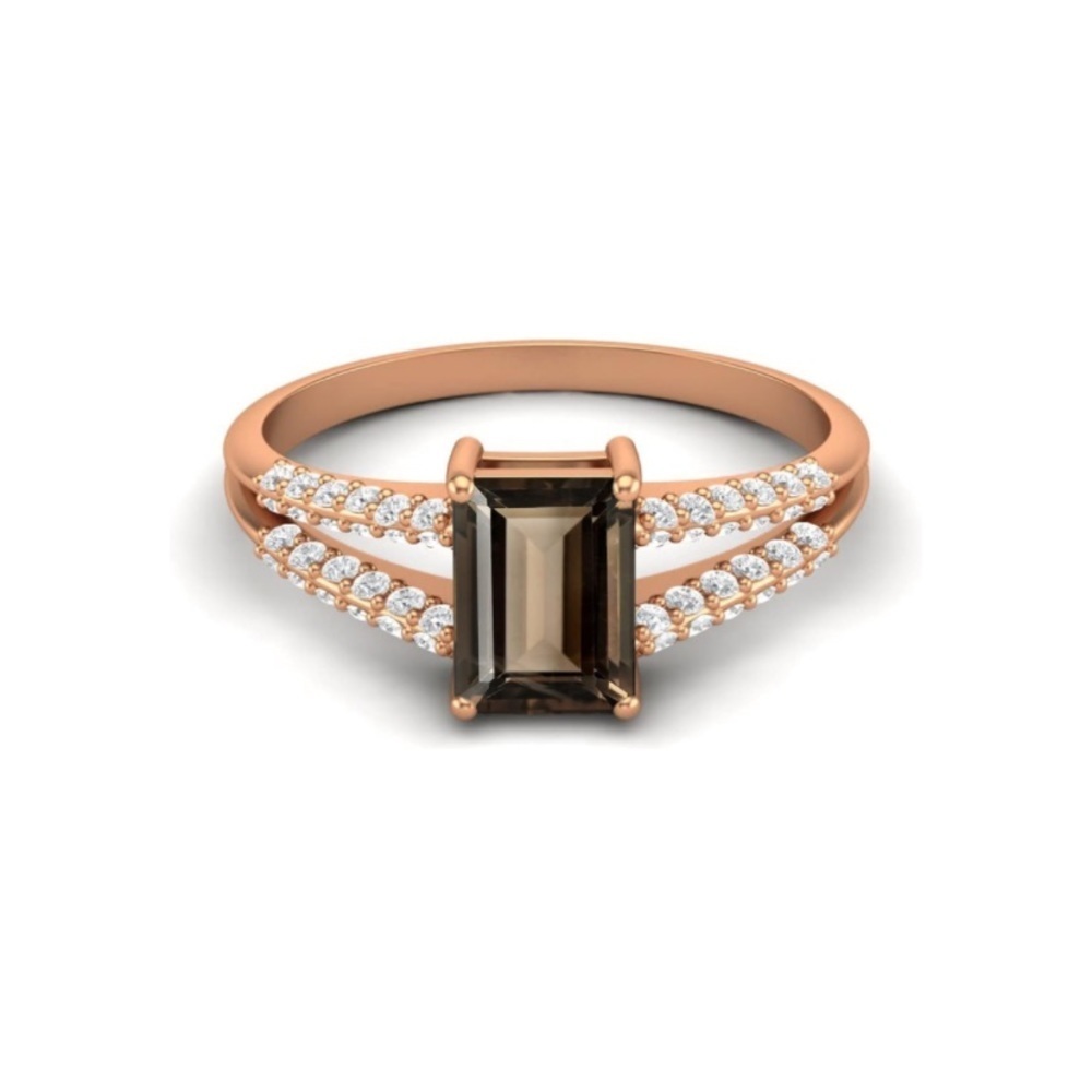 14k Vermeil Gold Natural Brown Quartz Ring